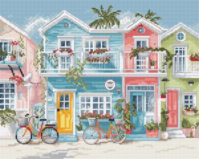 Leti Stitch L9985 Beach Bliss borduurpakket Aida 24x19 cm