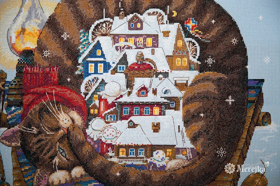 Merejka Cozy Winter borduurpakket 36x36cm ijsblauw