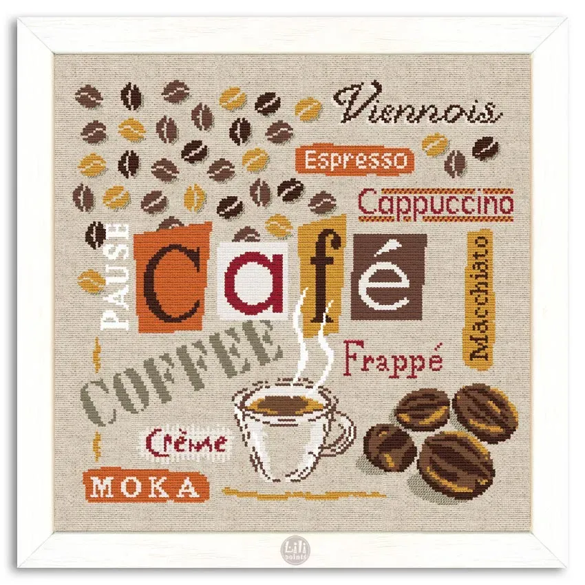 LiliPoints Coffee borduurpatroon koffie 2 versies