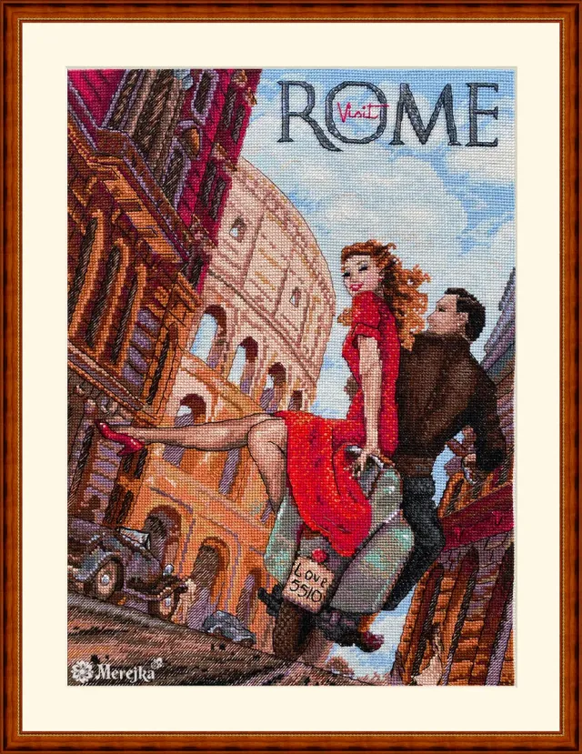 Merejka Visit Rome borduurpakket 33x24,5 cm ecru Aida