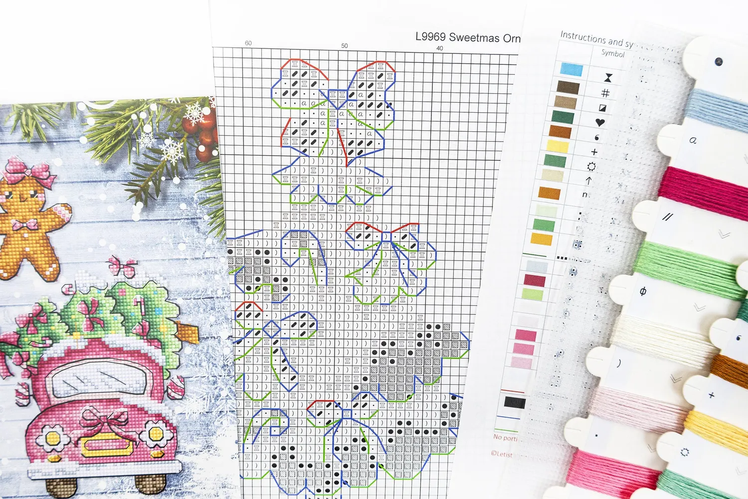 Leti Stitch L9969 Sweetmas Ornaments borduurpakket 6 stuks plastic