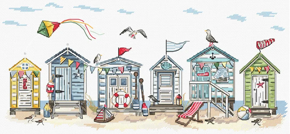 Leti Stitch L410 Seaside Cottages telpatroon geprint kust