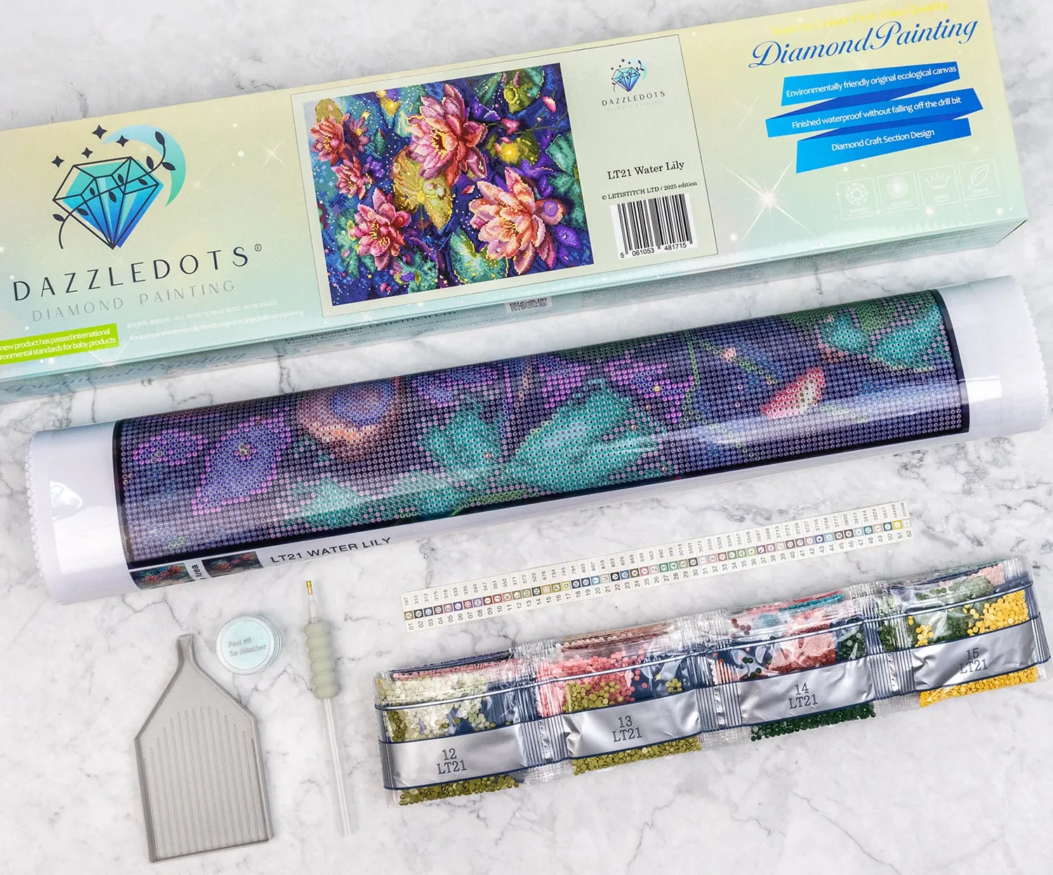 Leti Stitch Dazzle Dots LT21 Water Lily diamond painting 40x50 cm AB
