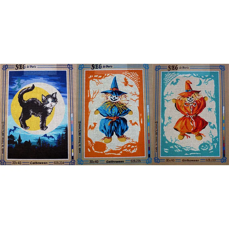 SEG de Paris Halloween borduurcanvas set 15 stuks