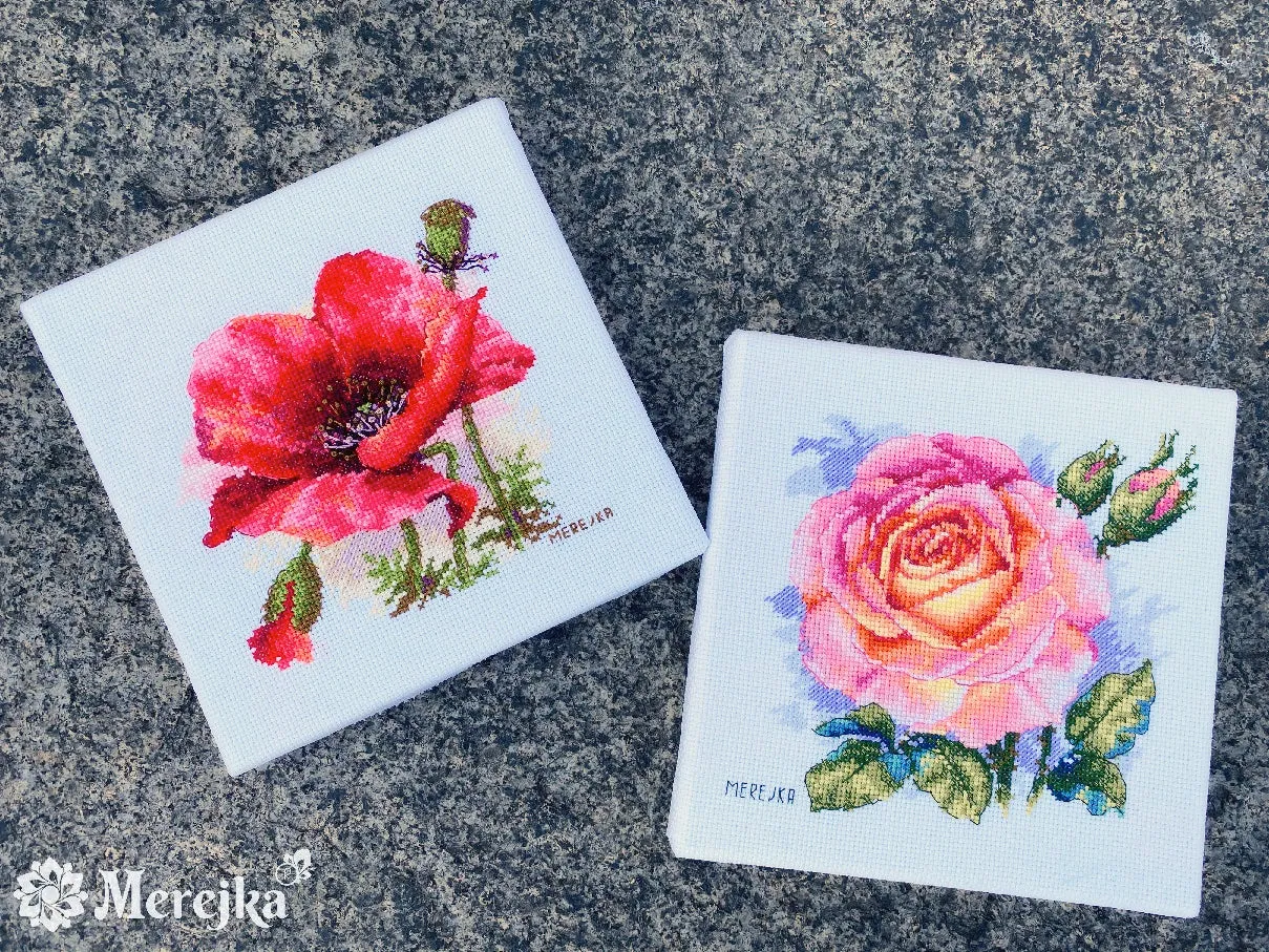 Merejka Rose borduurpakket Aida 16 wit 15x15