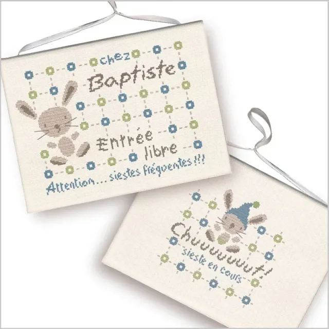 LiliPoints Babykamer deurbordje borduurpatroon 2 motieven