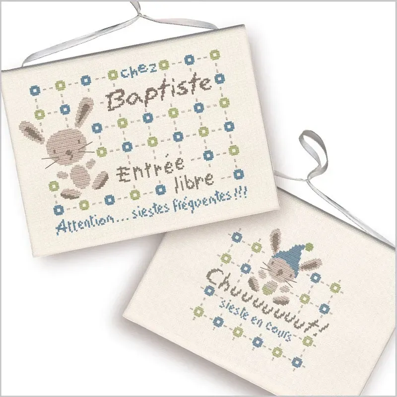 LiliPoints Babykamer deurbordje borduurpatroon 2 motieven