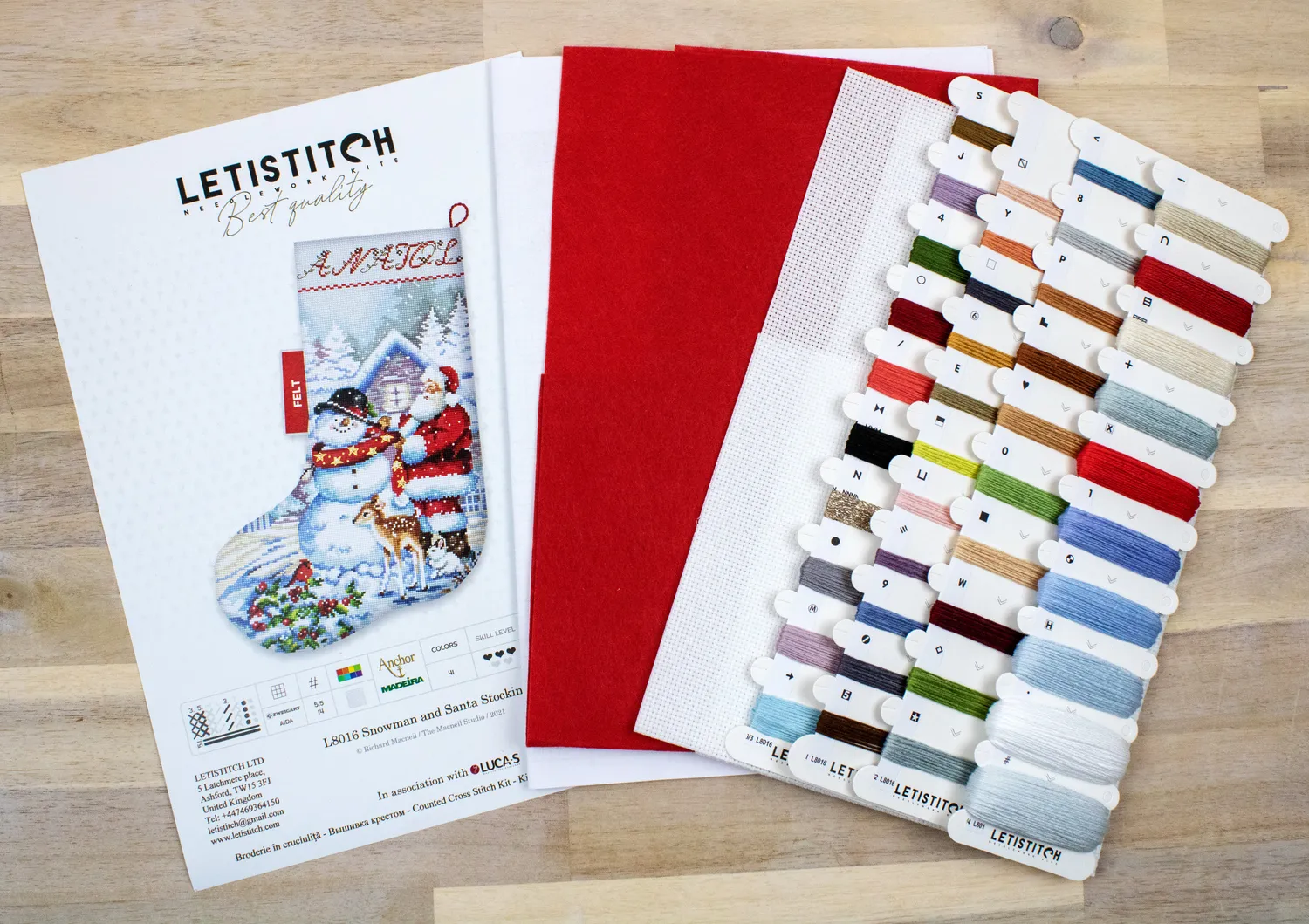 Leti Stitch L8016 Snowman Kerstsok borduurpakket vilt