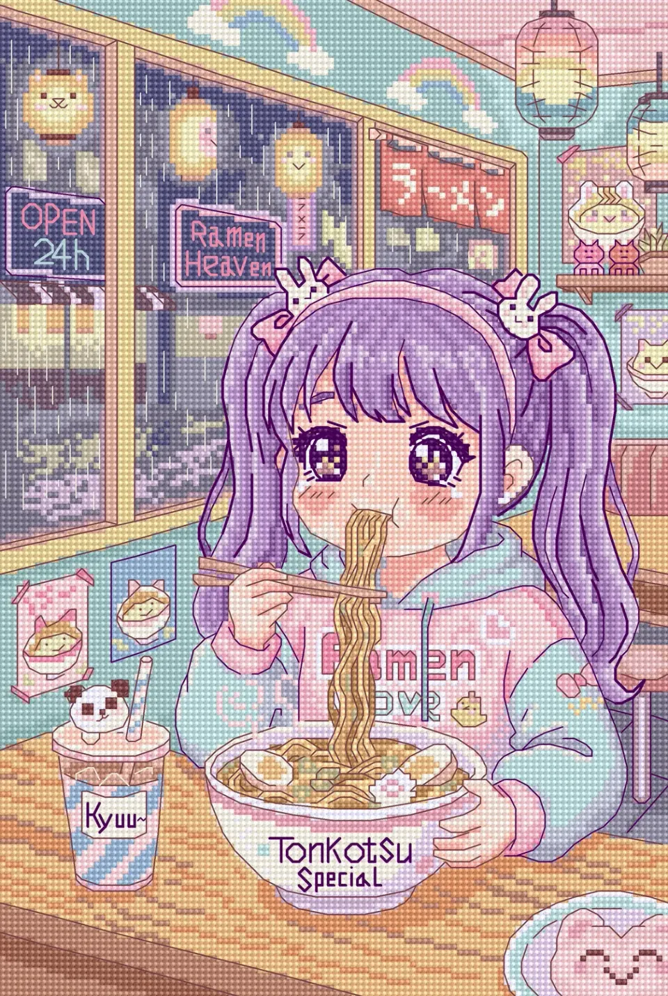 Leti Stitch L10-016 Ramen Day borduurpakket 18x27cm Aida