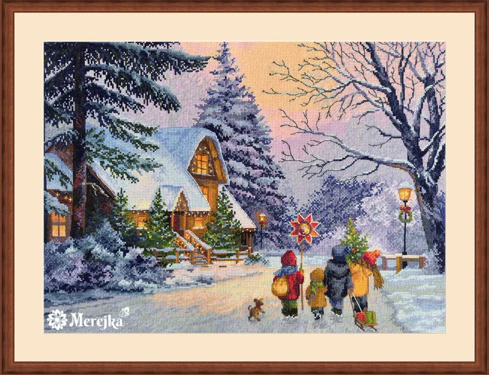 Merejka Carol of the Bells borduurpakket 30x41 cm cappuccino