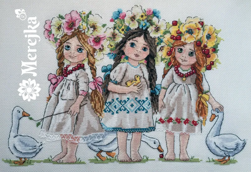 Merejka Friends borduurpakket 32x22 meisje