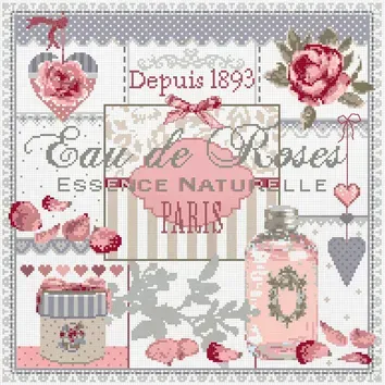 Madame la Fée Eau de Rose kruissteek patroon 191x188