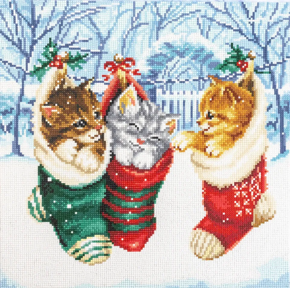 Leti Stitch Dazzle Dots LT 103 Snowy Kittens diamond painting katten