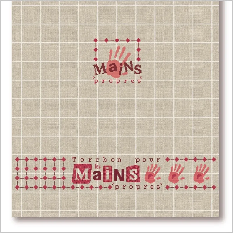 LiliPoints Tea-Towel Hands borduurpakket linnen rood