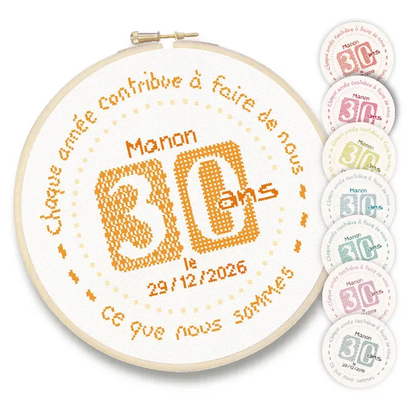 LiliPoints 30 borduurpatroon cijfer rond 8 kleuren