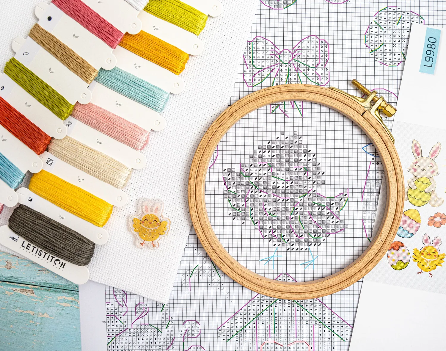 Leti Stitch L9980 Easter Sampler borduurpakket 40x19 cm