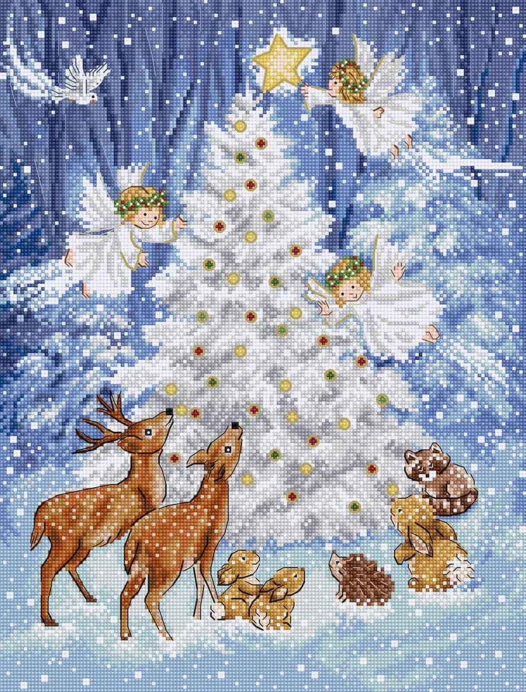 Leti Stitch L9921 Angel in Wood borduurpakket 24x32 cm Aida