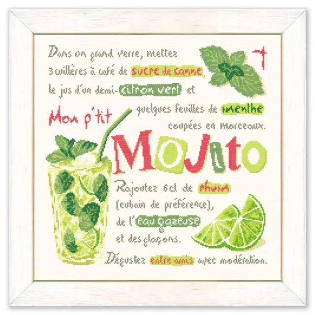 LiliPoints Mojito borduurpatroon theedoek 187 steken