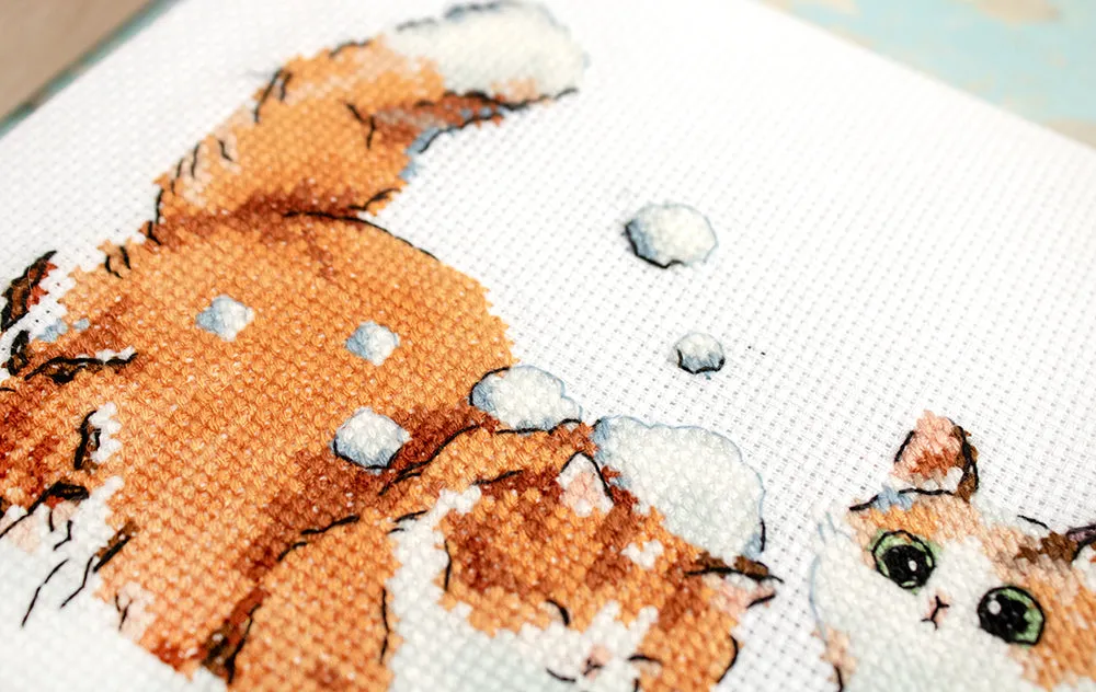 Leti Stitch L8813 Winter Kitties borduurpakket 21x13 cm kerst