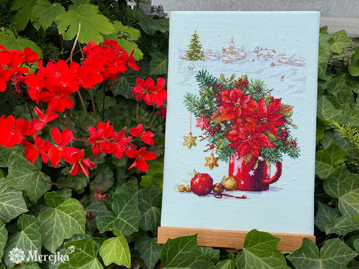 Merejka Happy Holiday borduurpakket 18x24 ijsblauw