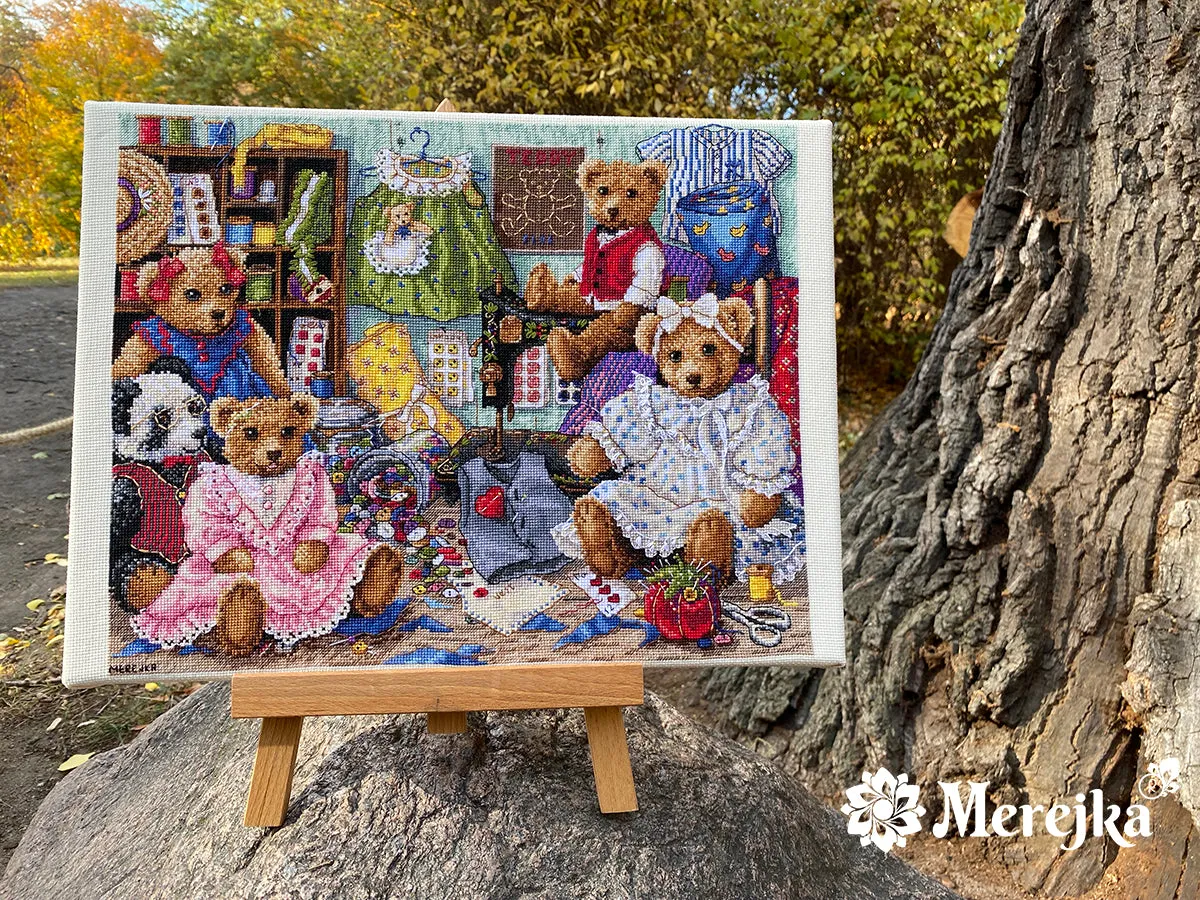 Merejka Teddy Bear Wear borduurpakket beer 29x36