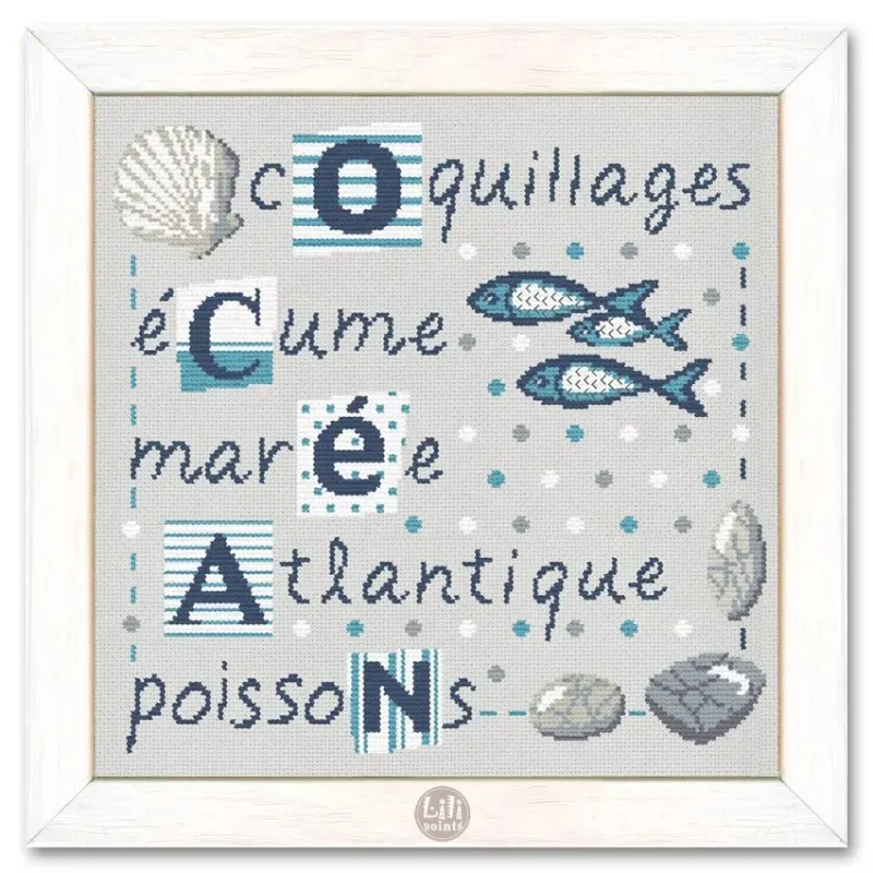 LiliPoints Seashells kruissteekpatroon 157x153 blauw