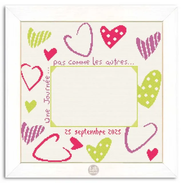 LiliPoints Bold Hearts borduurpatroon fotolijst harten