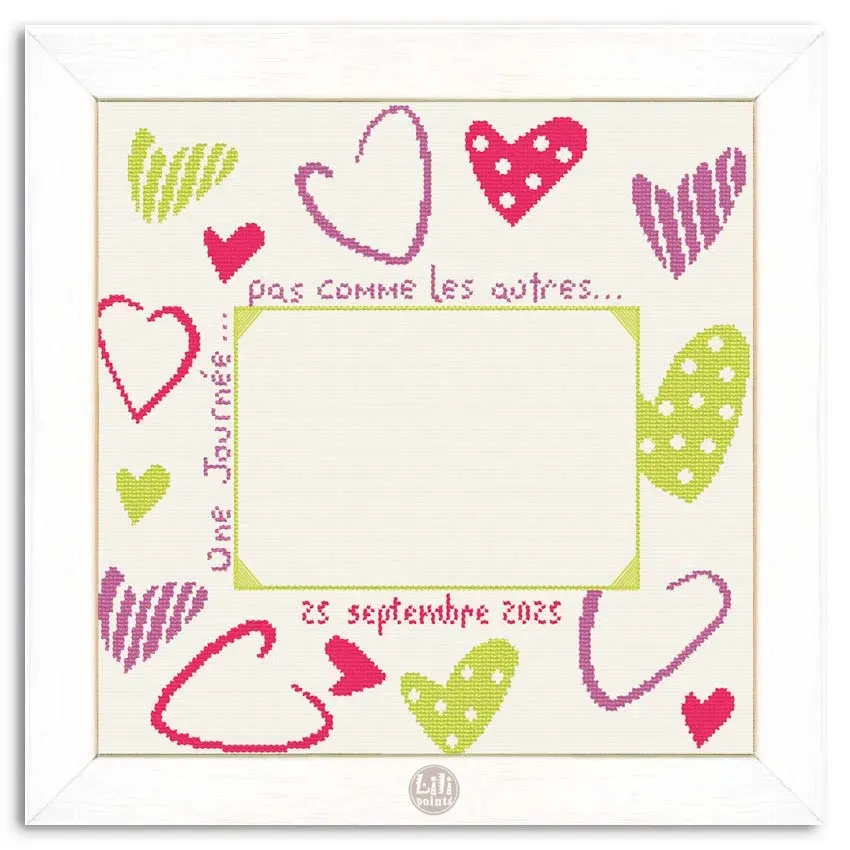 LiliPoints Bold Hearts borduurpatroon fotolijst harten