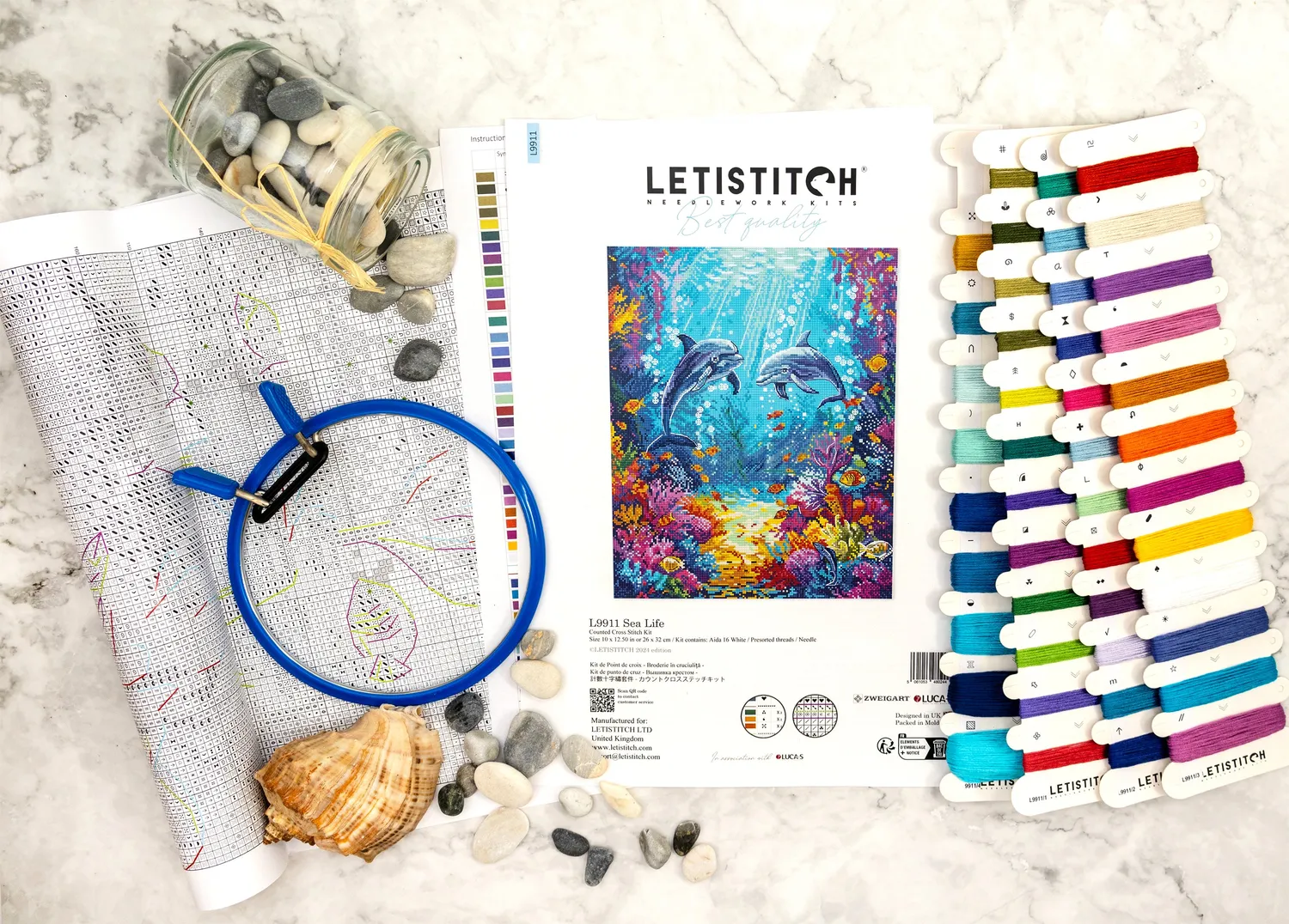 Leti Stitch L9911 Sea Life borduurpakket Aida 16ct