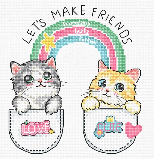Leti Stitch L8043 Let's Make Friends borduurpakket 16x14 cm