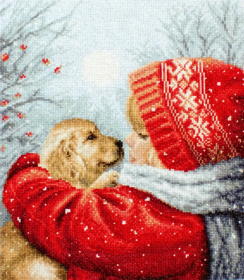 Leti Stitch L8019 Christmas Hugs borduurpakket 27x23 cm Aida
