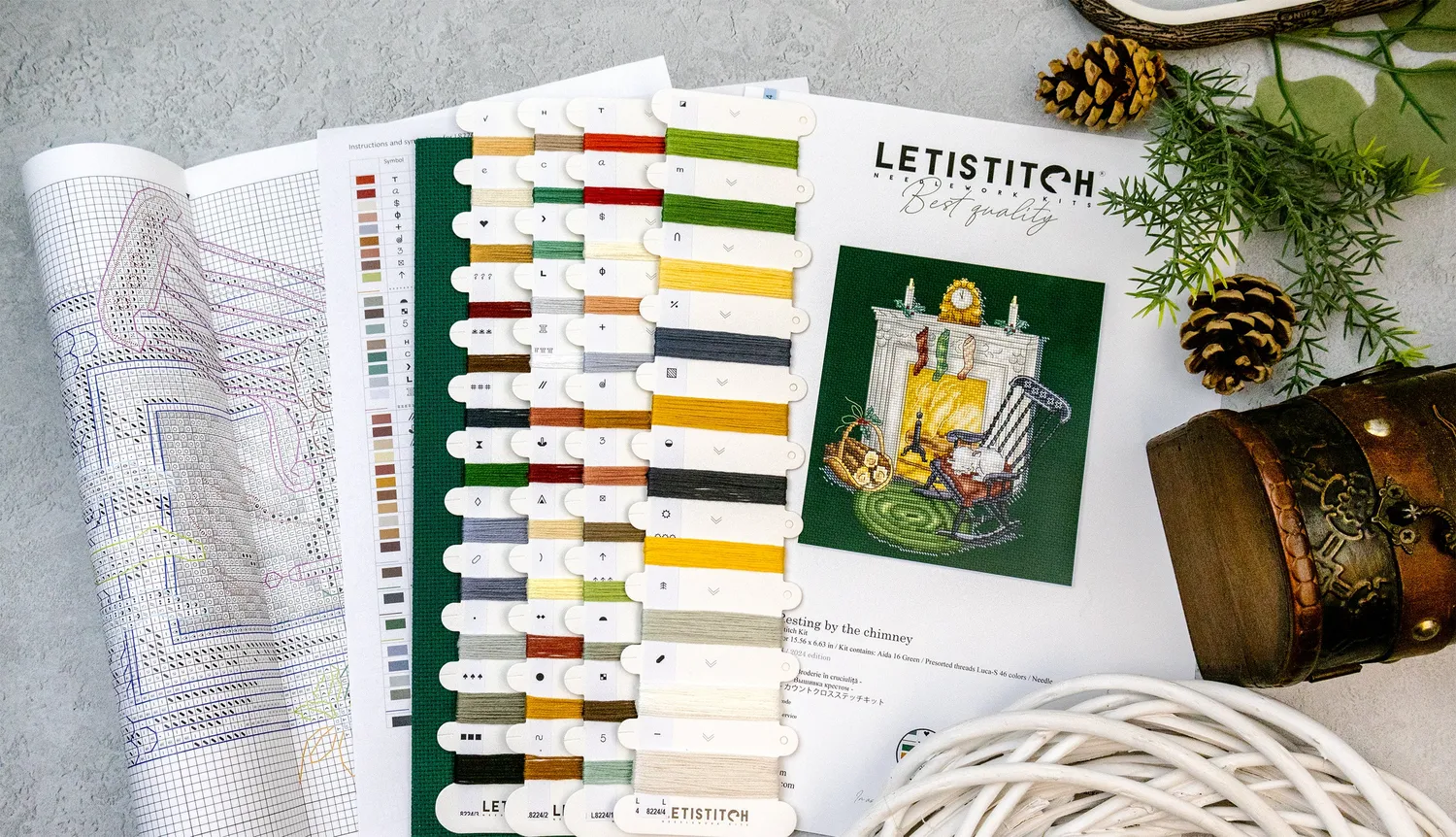 Leti Stitch L8224 Resting by the Chimney borduurpakket 15x17