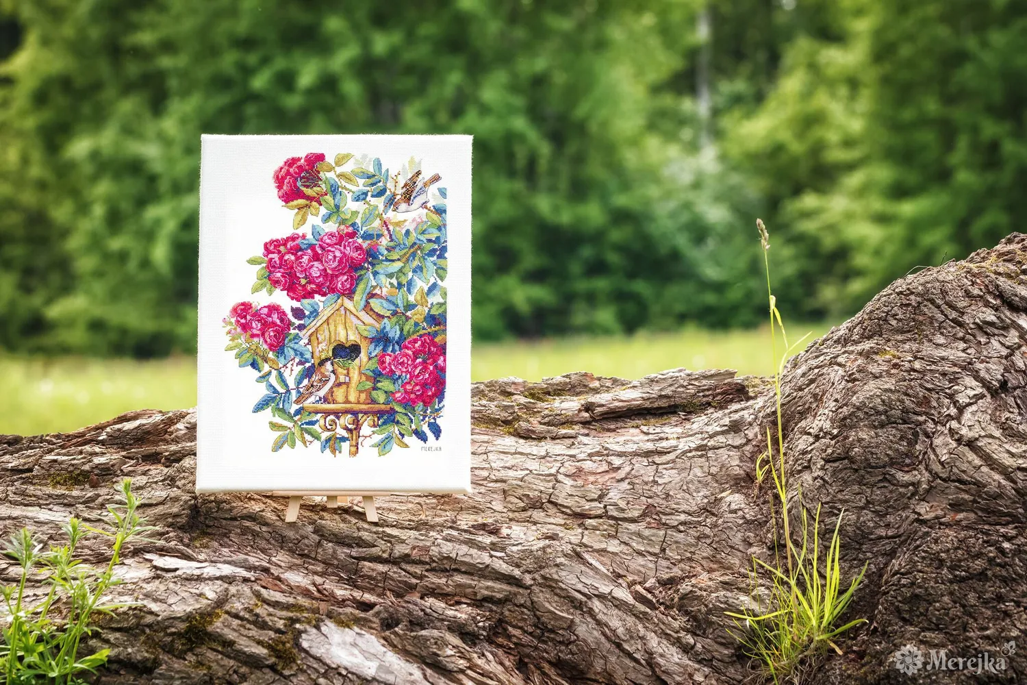 Merejka Rose Bush borduurpakket 27x36 cm ecru