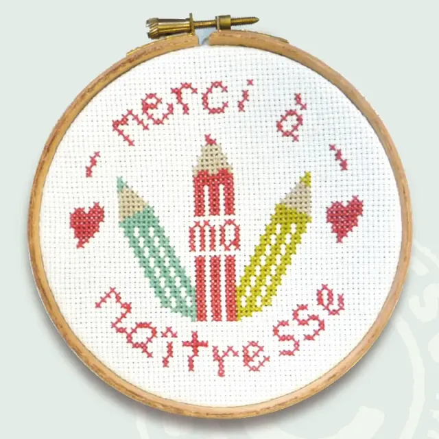 LiliPoints Merci Maîtresse mini borduurkit 11 cm