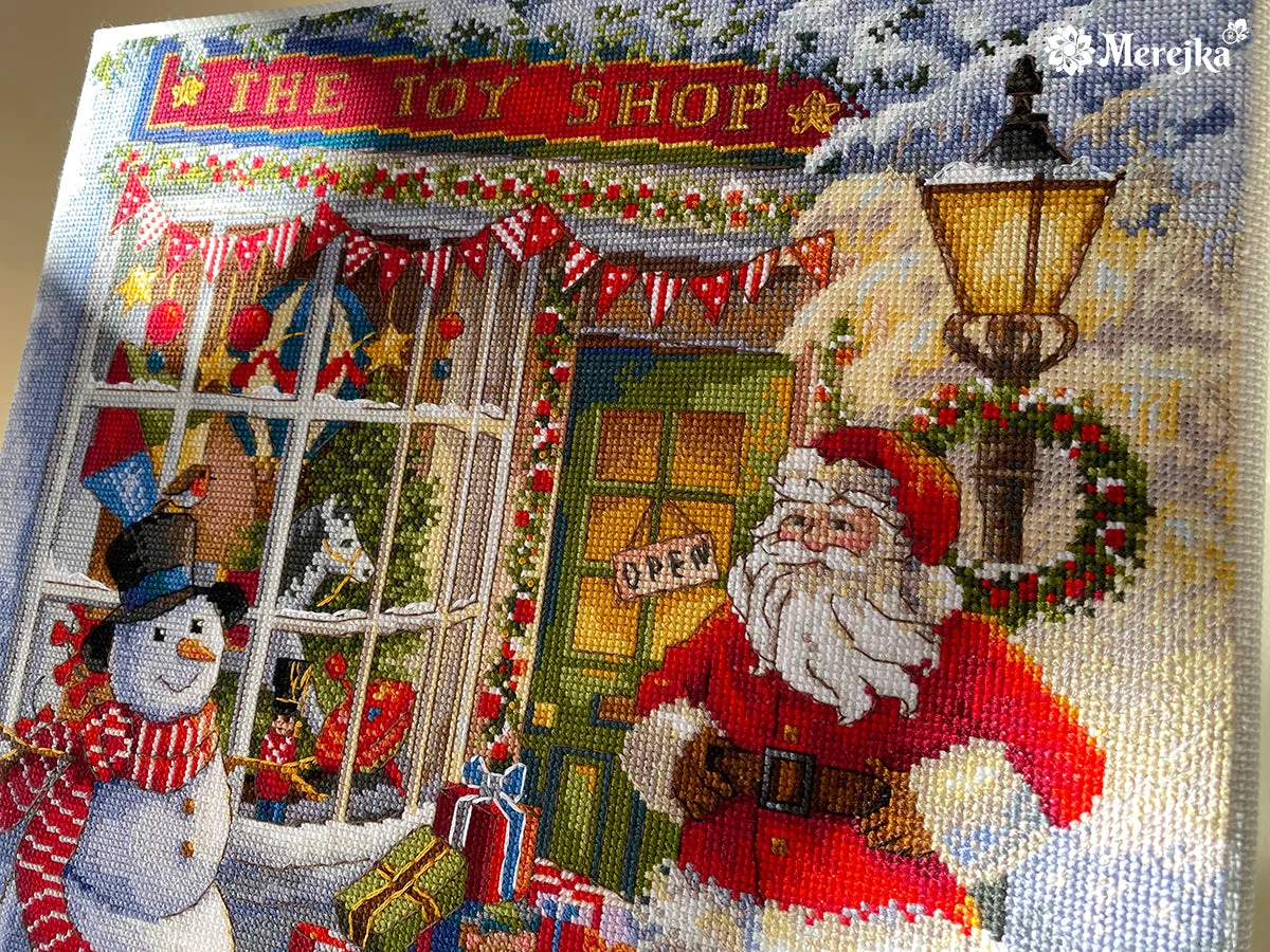 Merejka The Toy Shop borduurpakket 30x30 wit