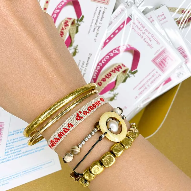 LiliPoints Natural Bracelet borduurarmband naturel met alfabet