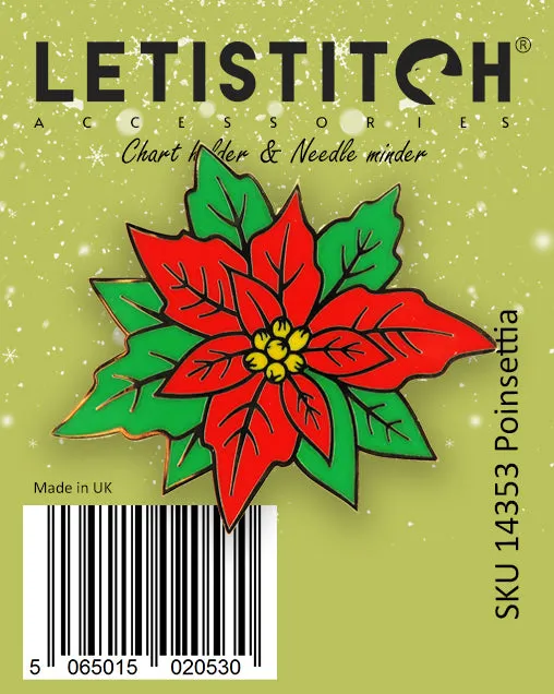 Leti Stitch Poinsettia 14353 naaldmagneet kerst 35 mm