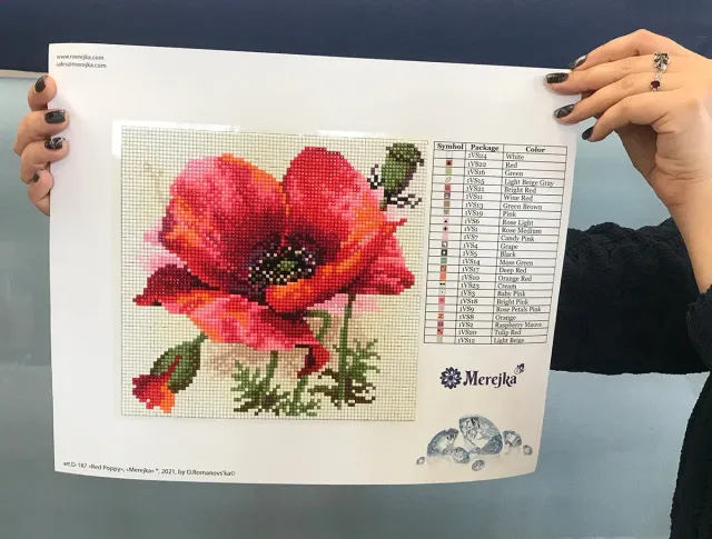 Merejka Diamond Mosaic Red Poppy diamond painting 22x21
