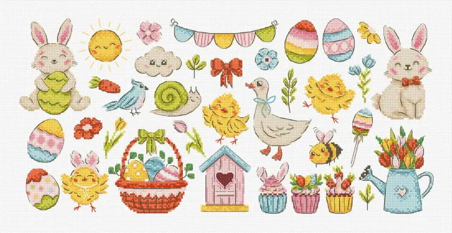 Leti Stitch L9980 Easter Sampler borduurpakket 40x19 cm