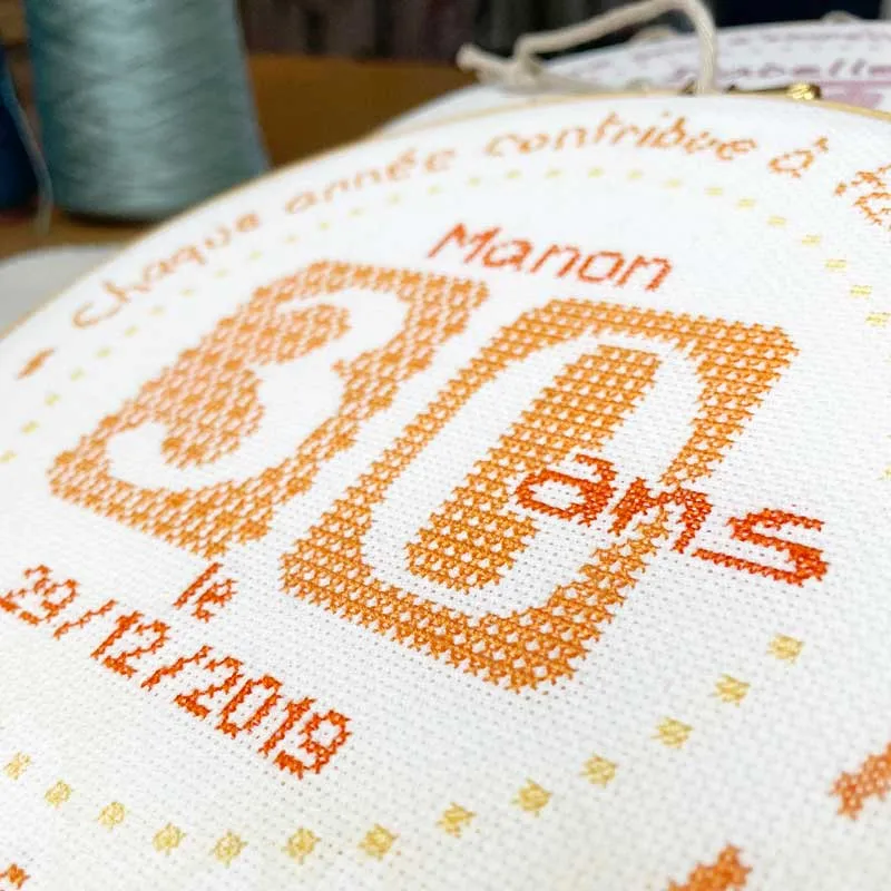 LiliPoints 30 borduurpatroon cijfer rond 8 kleuren