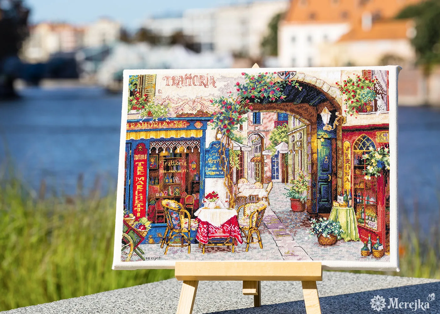 Merejka Cafe in Verona borduurpakket stad 30x40