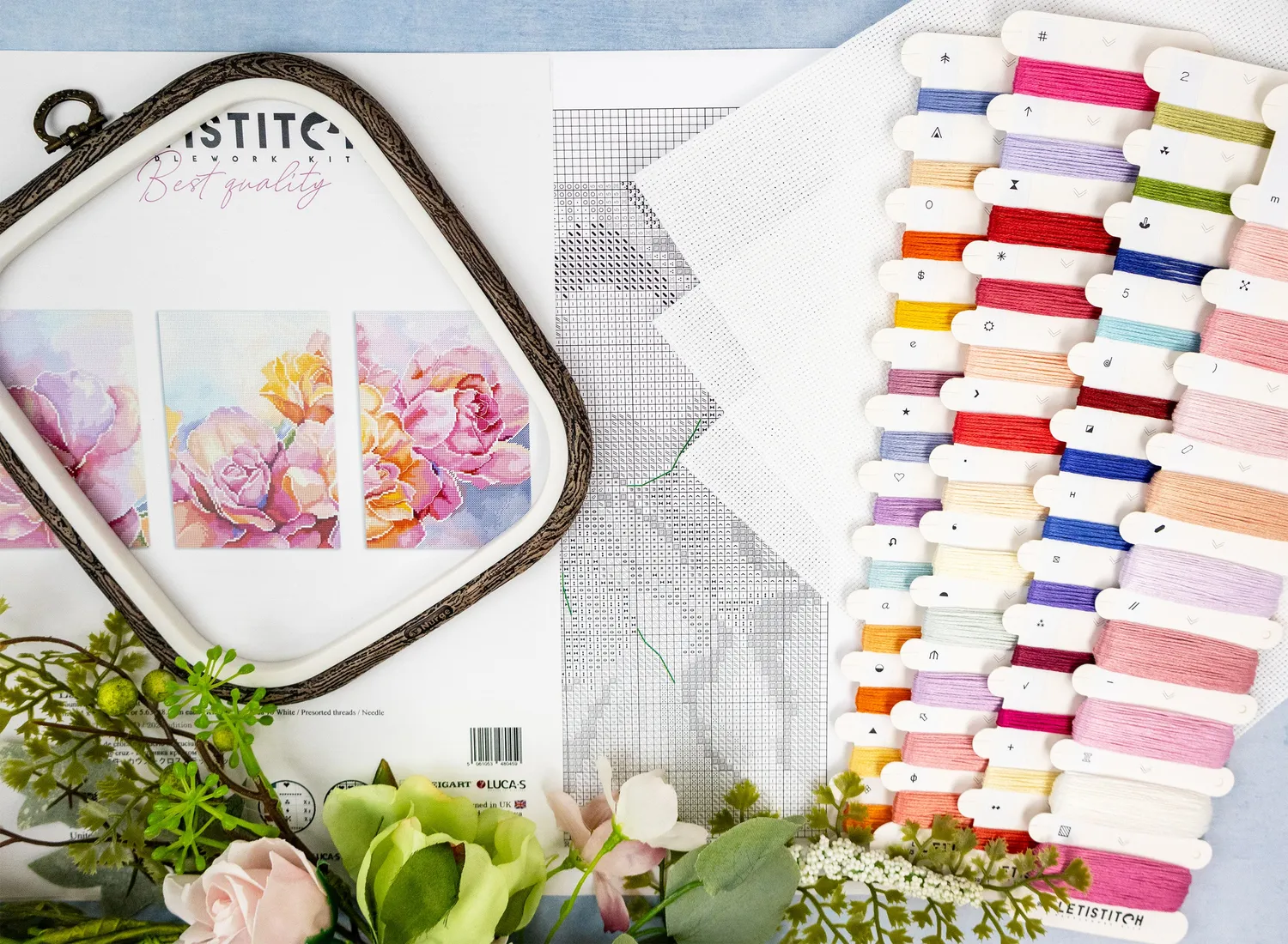 Leti Stitch L9930 Roses borduurpakket 14x21 kruissteek