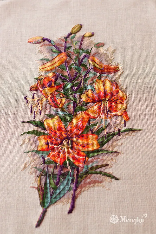 Merejka Vintage Lilies borduurpakket 17x30cm bloemen