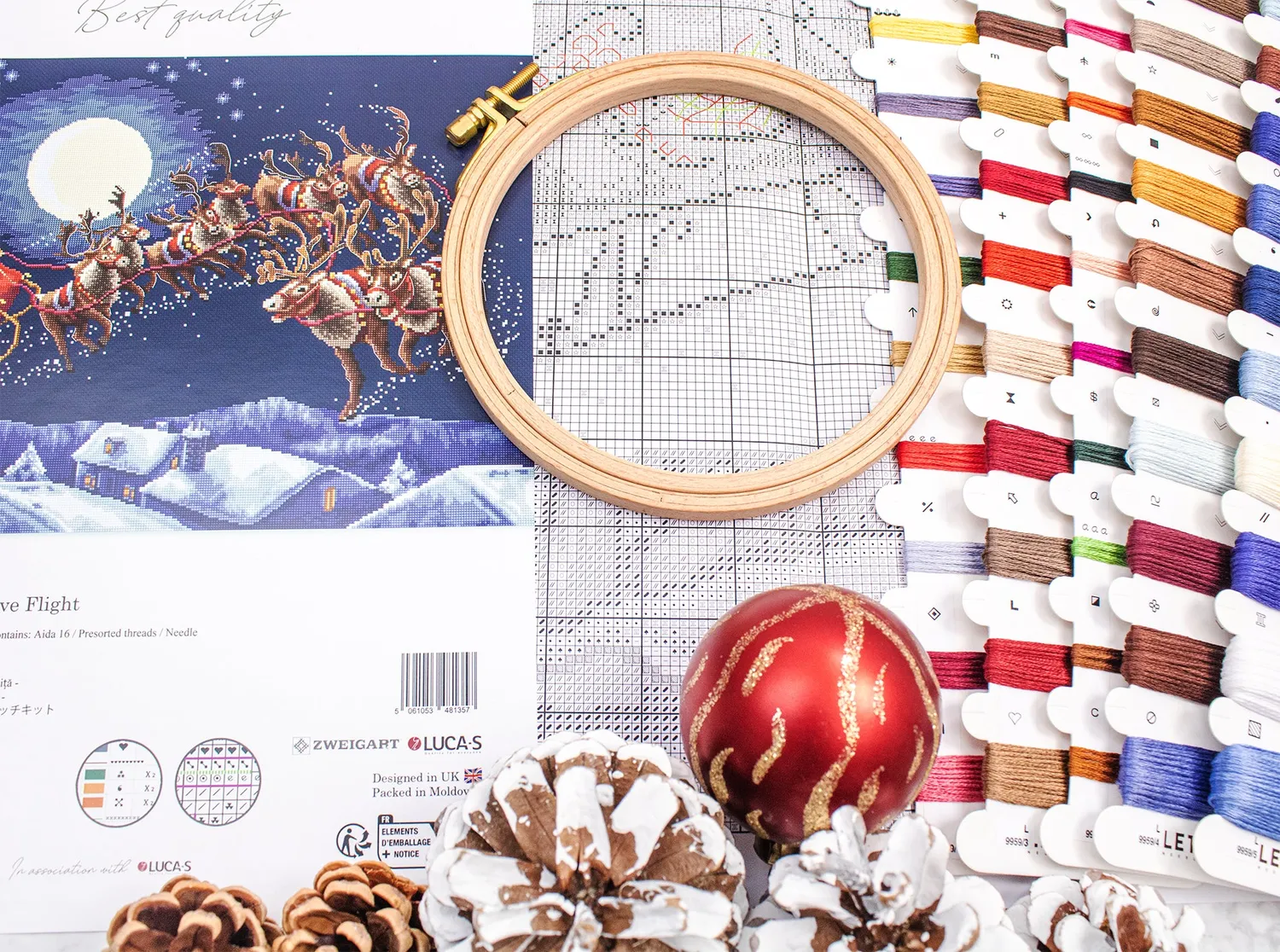 Leti Stitch L9959 Christmas Eve Flight borduurpakket Aida