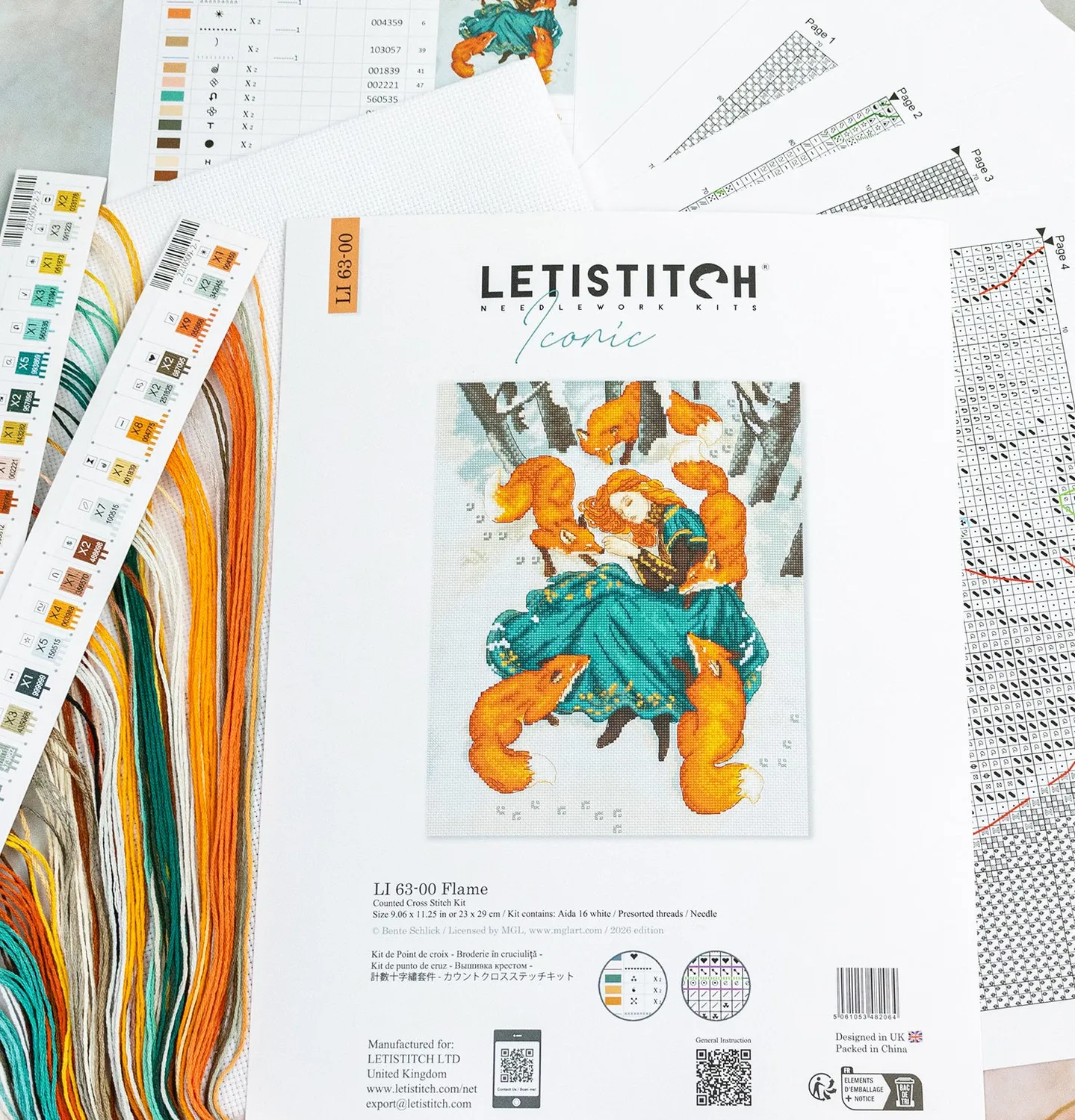 Leti Stitch LI 63-00 Flame borduurpakket 23x29 cm 55 kleuren