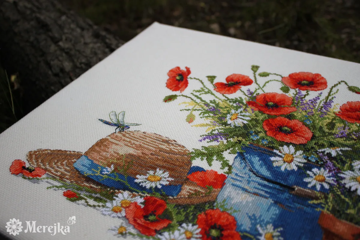 Merejka Summer Still Life borduurpakket Aida 16 ecru