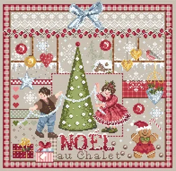 Madame la Fée Noël au Chalet 187 borduurpatroon 2 fiches kerst