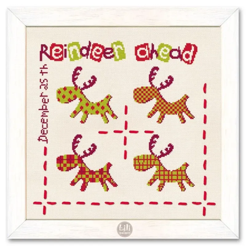 LiliPoints Reindeer Ahead kruissteekpatroon met lint