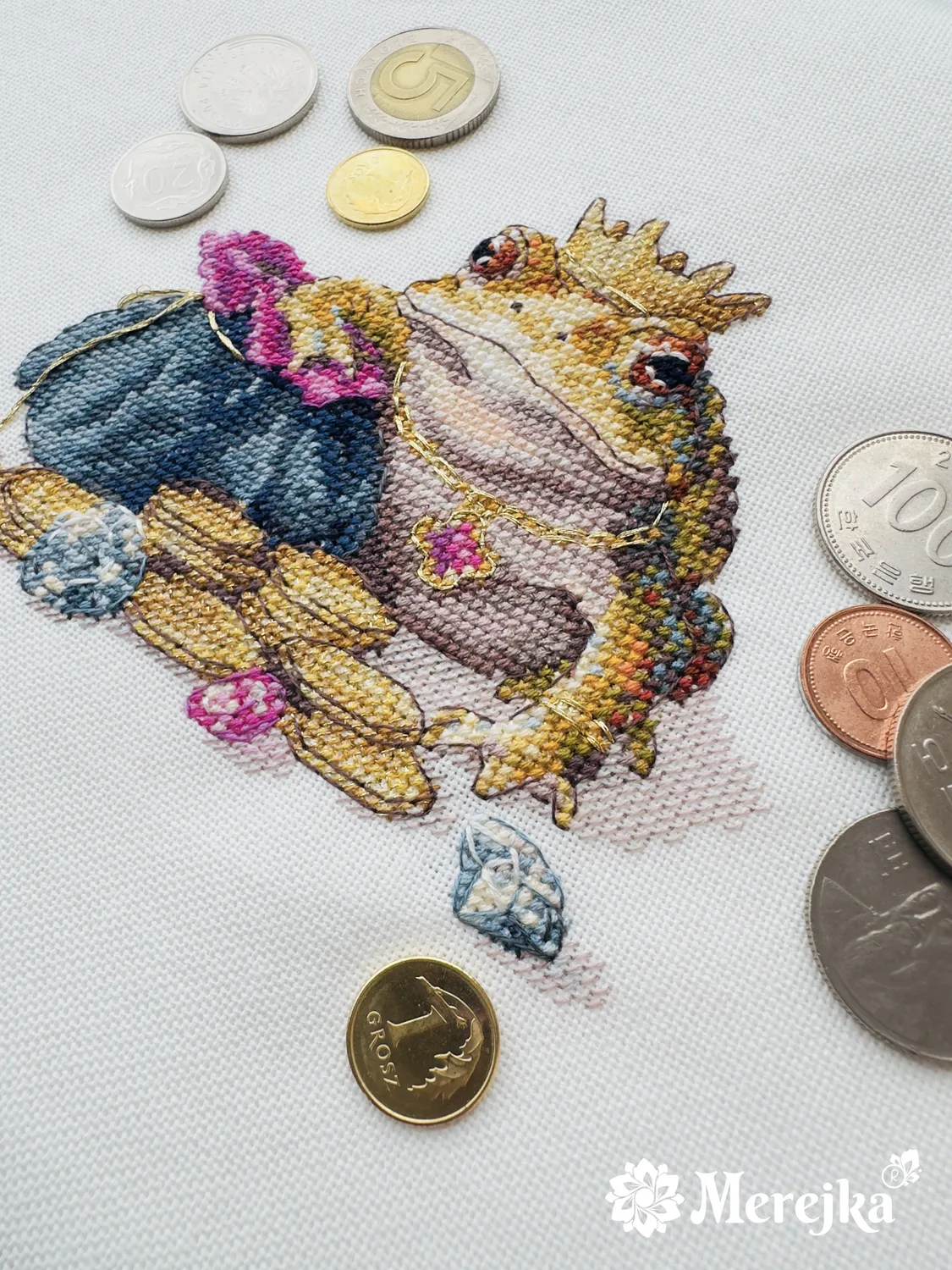 Merejka Godlen Toad borduurpakket 11x12 wit kabouter
