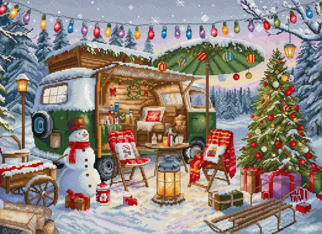 Leti Stitch L9990 Christmas Trailer borduurpakket kerst